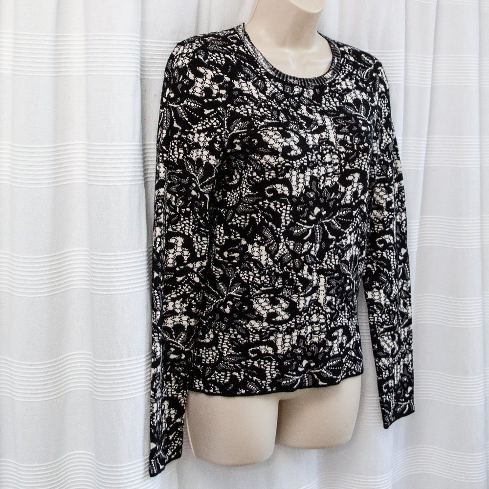 NWT Black & White Lace Longsleeve Scoop Neck Sweater